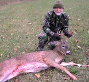 Sometimes a buck hit by an arrow will stamp and snort and then go down in a place accessible by pickup truck. A doe? Never.